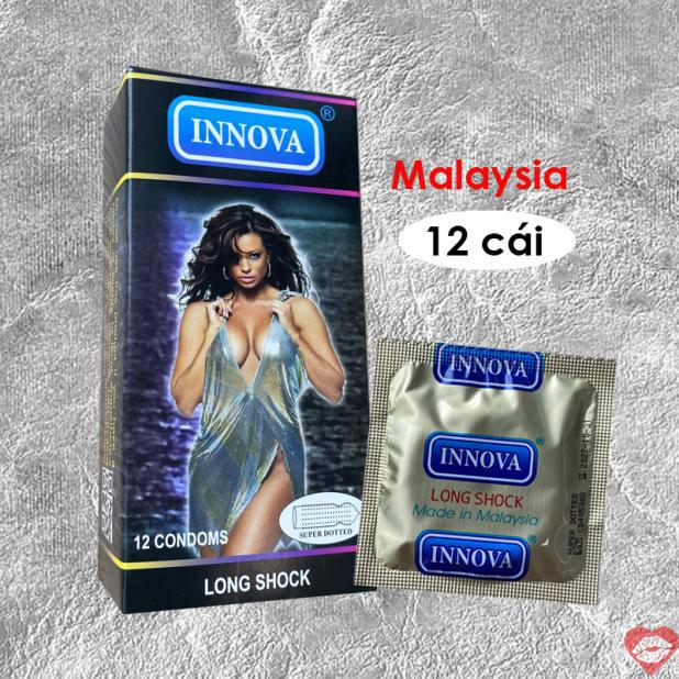 Đại lý Bao cao su gân gai Innova Đen Kéo dài thời gian 12 cái hàng xách tay 