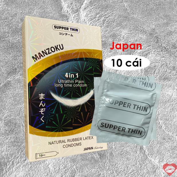 Mua Bao cao su Manzoku 4 in 1 Nhật Bản Ultrathin Plain long time supper thin trắng siêu mỏng nhập khẩu 