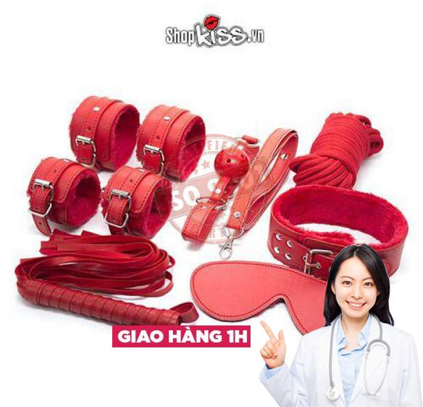  Bán Bộ đồ chơi bạo dâm 7 món da đỏ QT07  nhập khẩu 