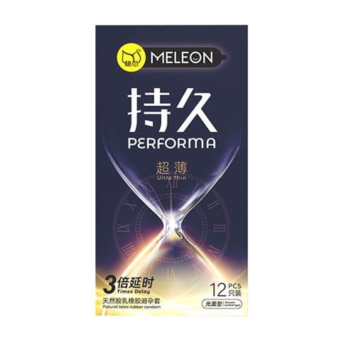 Bao cao su Meleon Performa Ultra Thin - Kéo dài thời gian gấp 3 lần siêu mỏng - Hộp 12