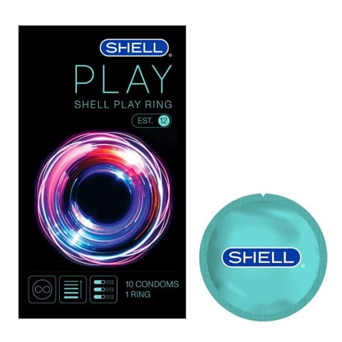 Bao cao su Shell Play Ring 6 tính năng - Hộp 10 cái + 1 vòng đeo kéo dài thời