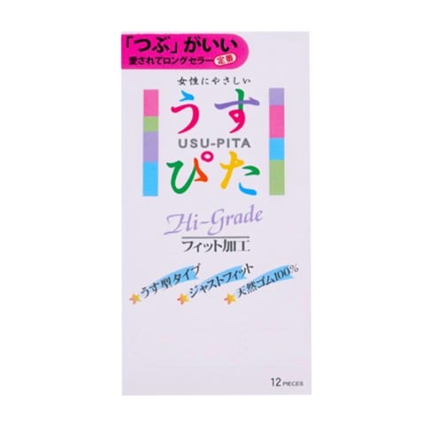 Bao cao su Usupita Hi Grade - Siêu mỏng điểm nổi - Hộp 12 cái