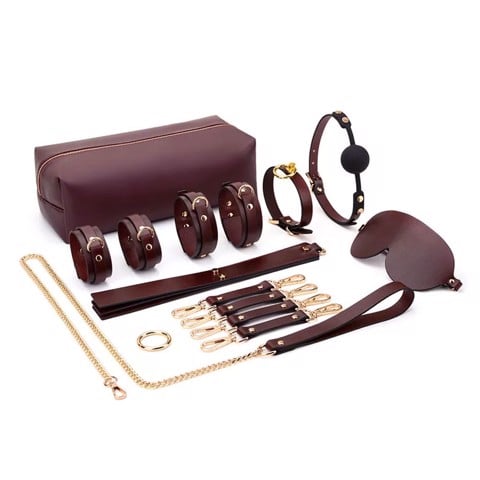 Bộ dụng cụ hỗ trợ tình dục BDSM giúp tăng khoái cảm màu nâu - Bondage Kits 01