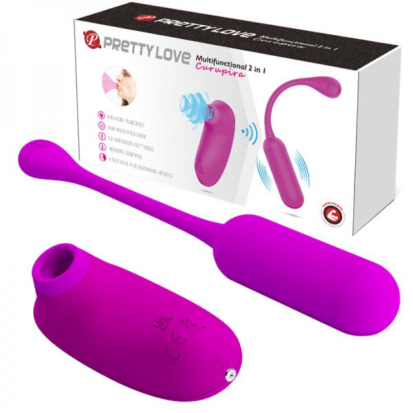 Pretty Love Curupira Trứng Rung & Máy Hút Âm Vật 2 Trong 1 Có Remote