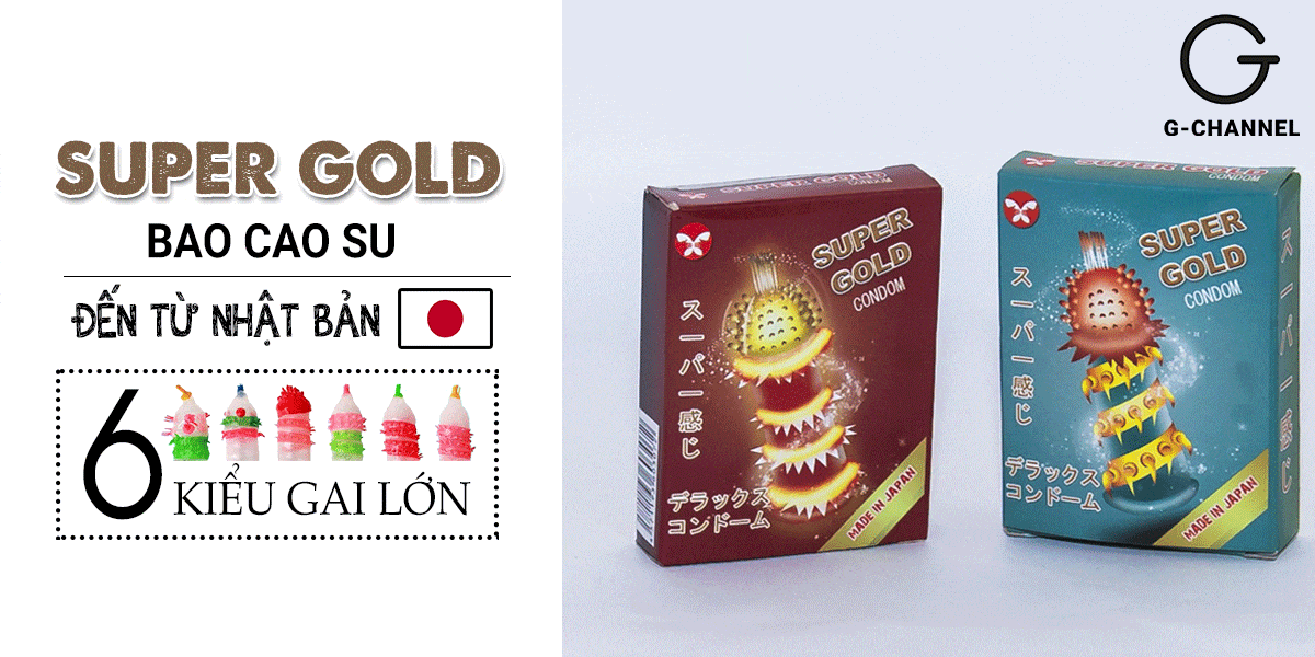 Bao cao su Super Gold siêu gai siêu gân hộp 2 cái – an toàn, kích thích