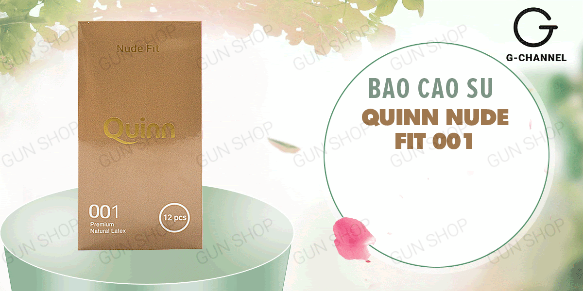 Bao cao su Quinn Nude Fit siêu mỏng an toàn chống tuột 12 cái