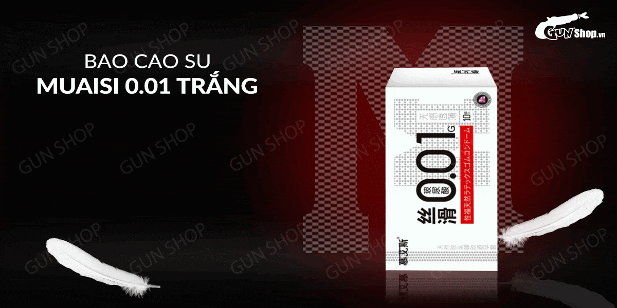 Bao cao su Muaisi 0.01 trắng siêu mỏng hộp 10 cái cảm giác thật nhất