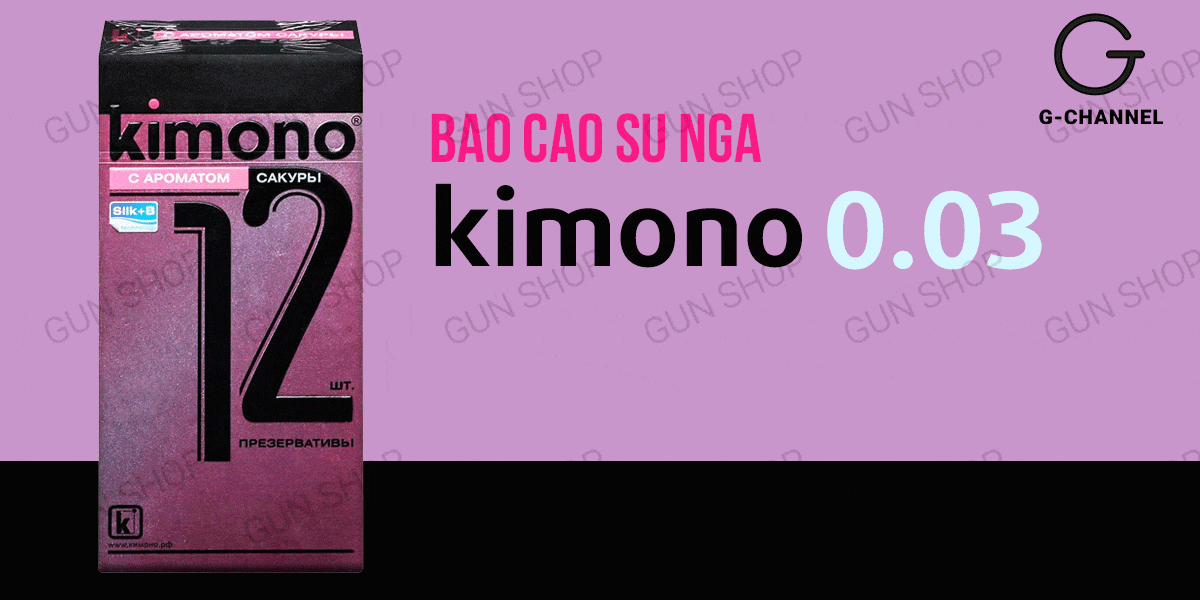 Bao cao su Kimono Hồng mỏng 0.03mm hương anh đào an toàn 12 cái