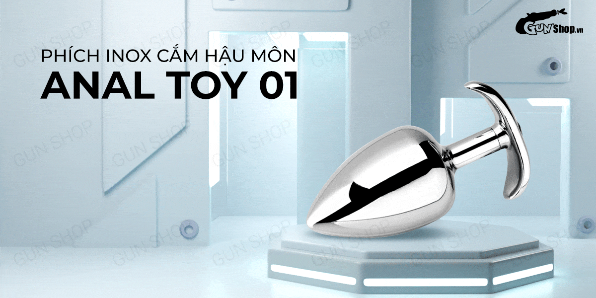 Phích inox cắm hậu môn đính đá size vừa 3.4cm butt plugs Anal Toy