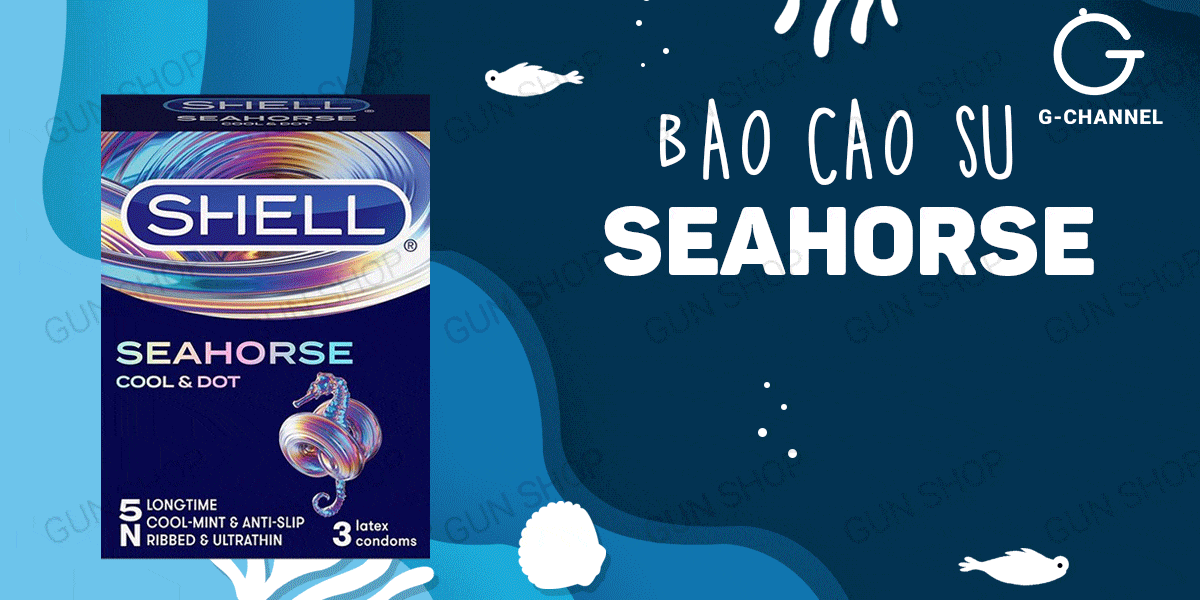 Sỉ Bao cao su Shell Seahorse - Kéo dài thời gian - Hộp 3 cái  hàng xách tay
