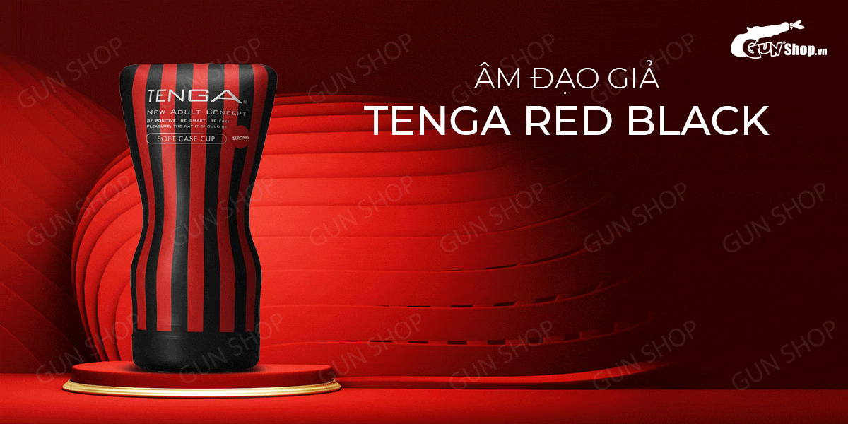 Âm đạo giả nhỏ gọn, ôm khít, đầu dẹp - Tenga Red Black