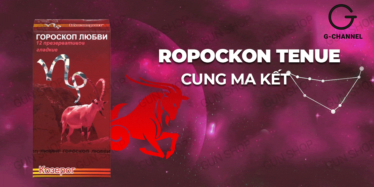 Bao cao su Ropockon Cung Ma Kết mỏng 0.03mm hương dâu 12 cái