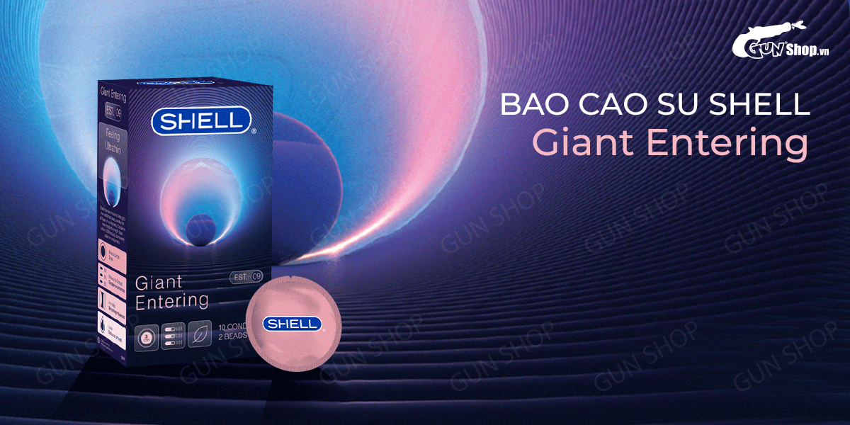 Bán Bao cao su Shell Giant Entering - Gân nổi bi tăng 3cm - Hộp 10 cái  giá sỉ