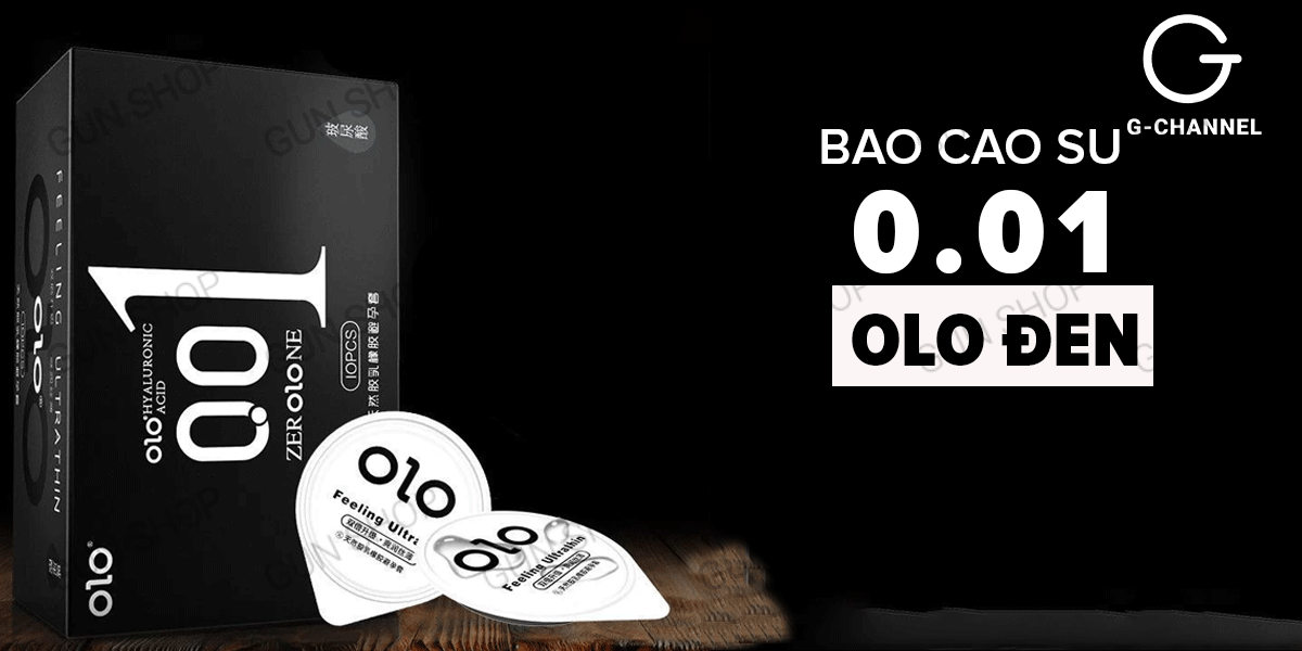 Bao cao su OLO 0.01 Đen siêu mỏng hương vani hộp 10 cái chất lượng cao
