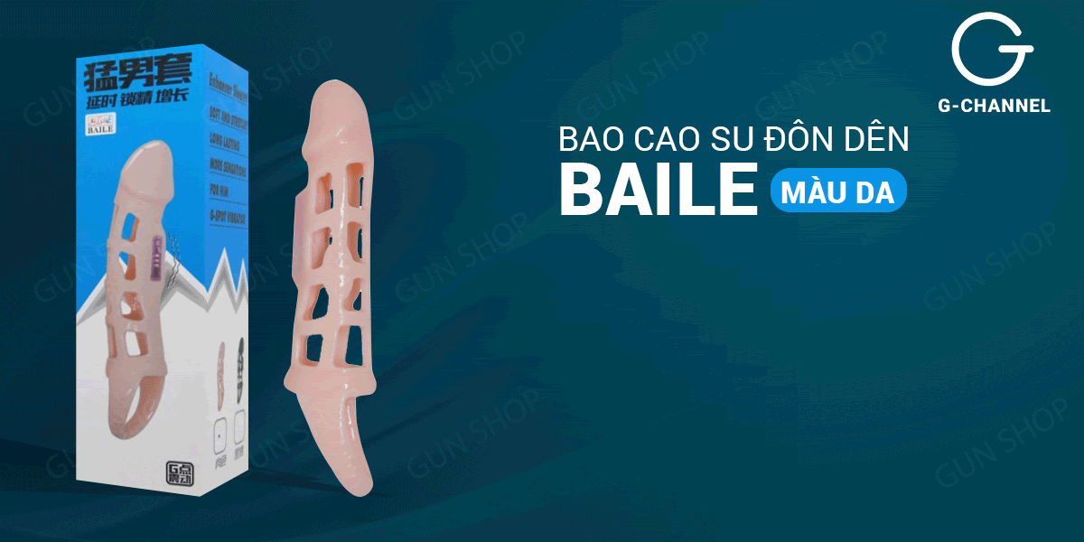 Bao cao su đôn dên Baile Màu da, rung mạnh, dây đeo tiện lợi