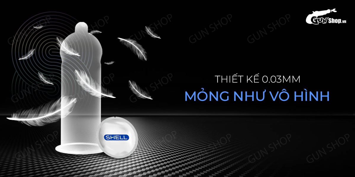 Bao cao su siêu mỏng Shell Invisible kéo dài thời gian an toàn 10 cái