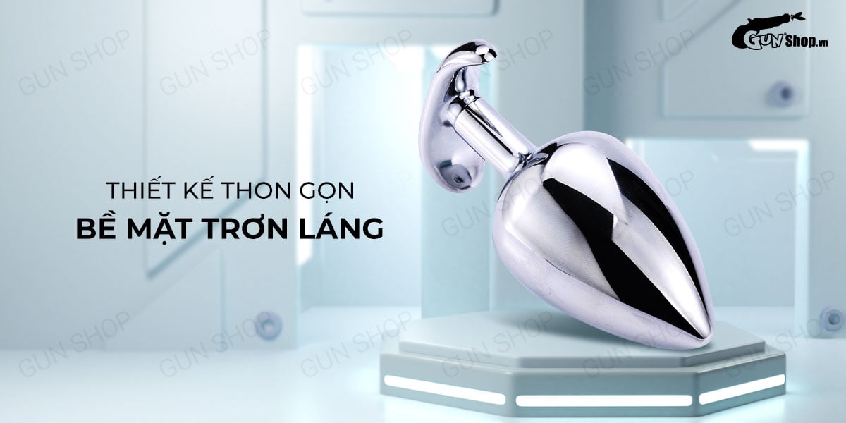 Phích inox cắm hậu môn đính đá size vừa 3.4cm butt plugs Anal Toy