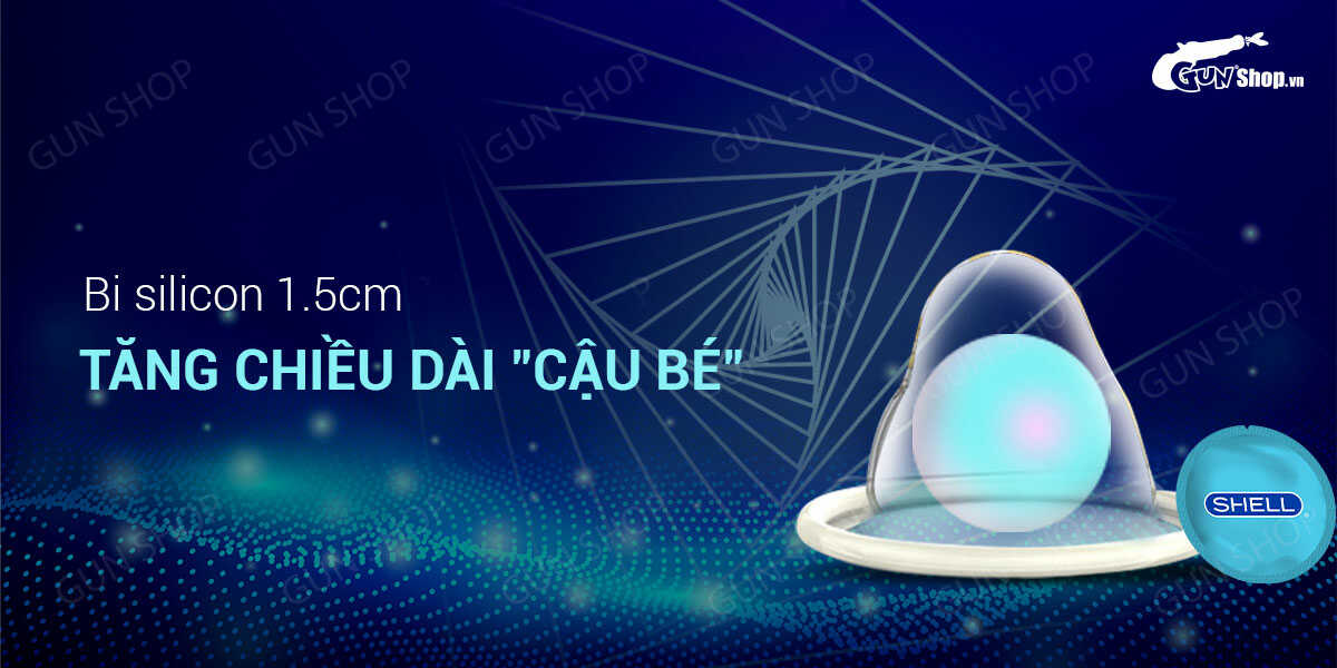 Bao cao su Shell Love Bead gân nổi tăng khoái cảm kéo dài 1.5cm hộp 5