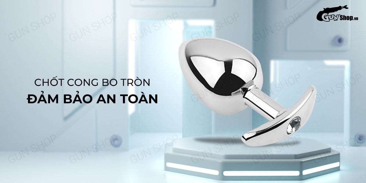 Phích inox cắm hậu môn đính đá size vừa 3.4cm butt plugs Anal Toy