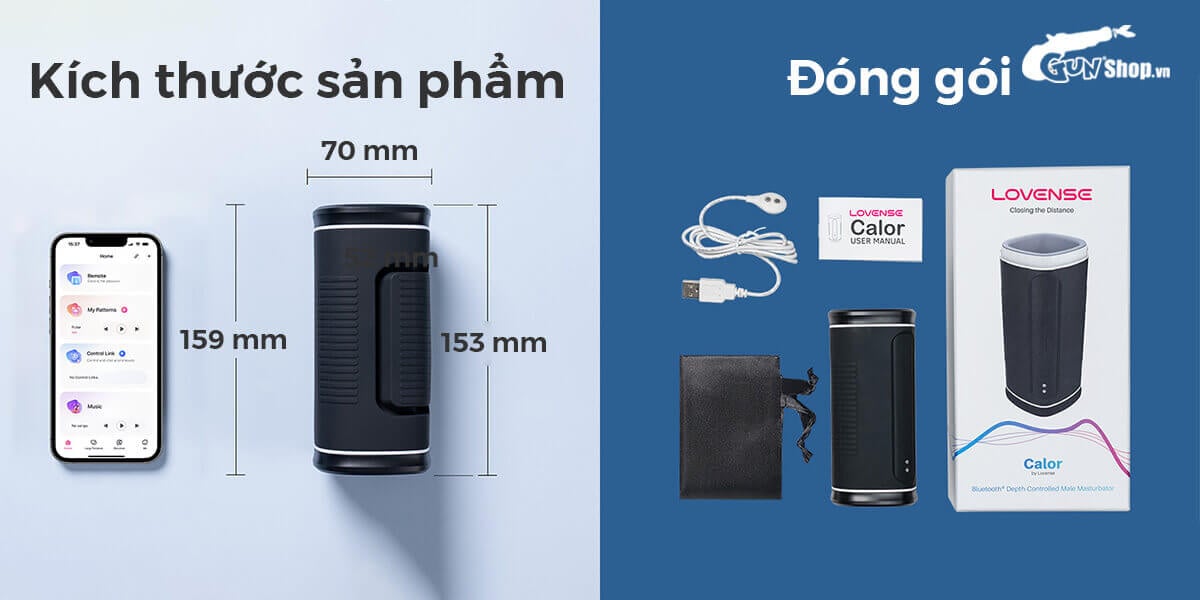 Âm đạo giả Lovense Calor điều khiển qua app rung tỏa nhiệt hiện đại