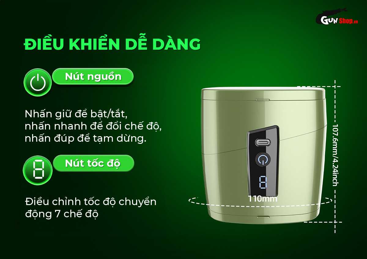Cốc thủ dâm Erectile Stem Ailebo rung thụt xoay âm đạo giả nhỏ gọn tiện lợi