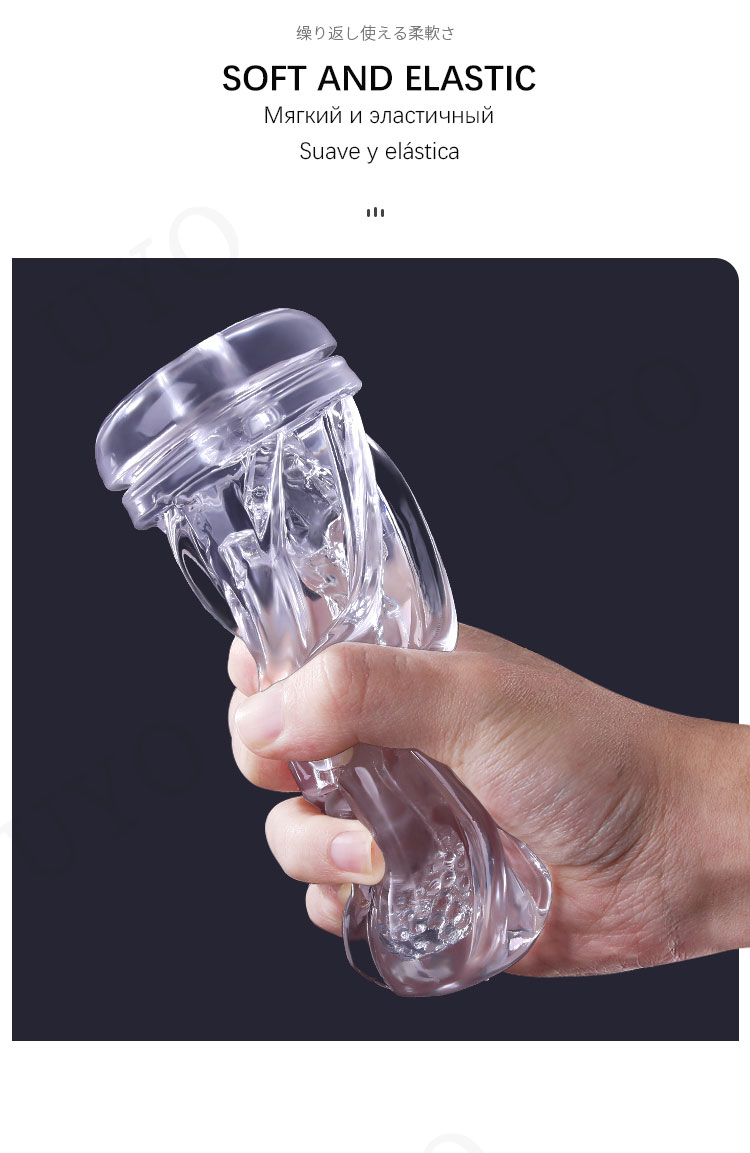 Cốc thủ dâm silicon trong suốt mềm mịn xoắn ốc kích thích
