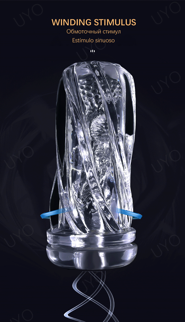 Cốc thủ dâm silicon trong suốt mềm mịn xoắn ốc kích thích