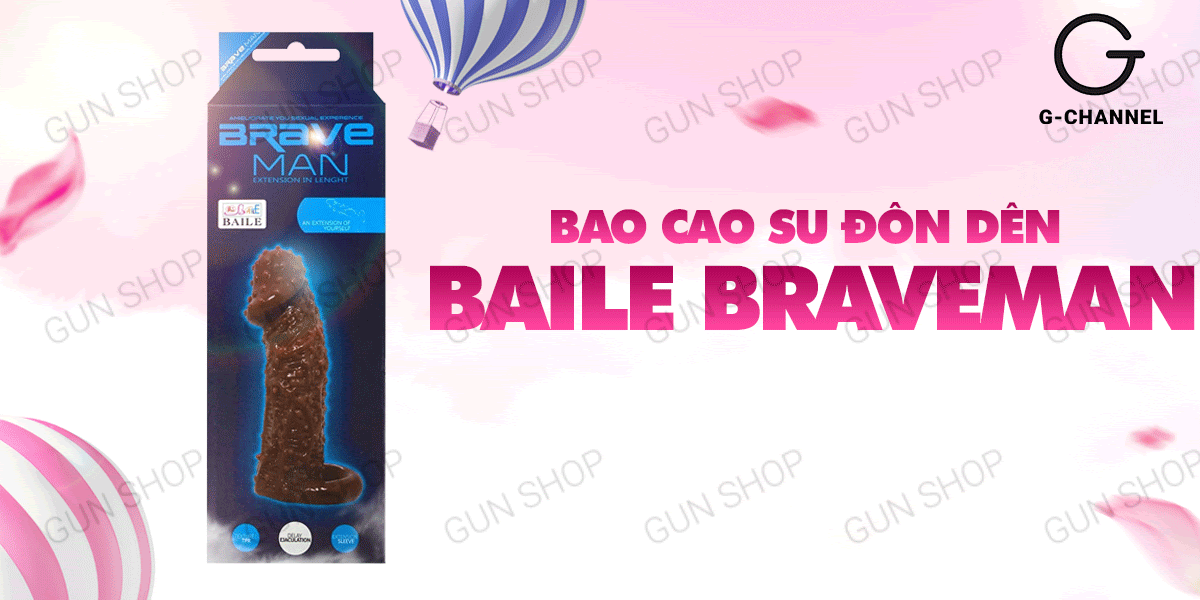 Bao cao su dên tăng kích thước có dây đeo Baile Braveman 14x4cm phát triển kích thích chọn ngay