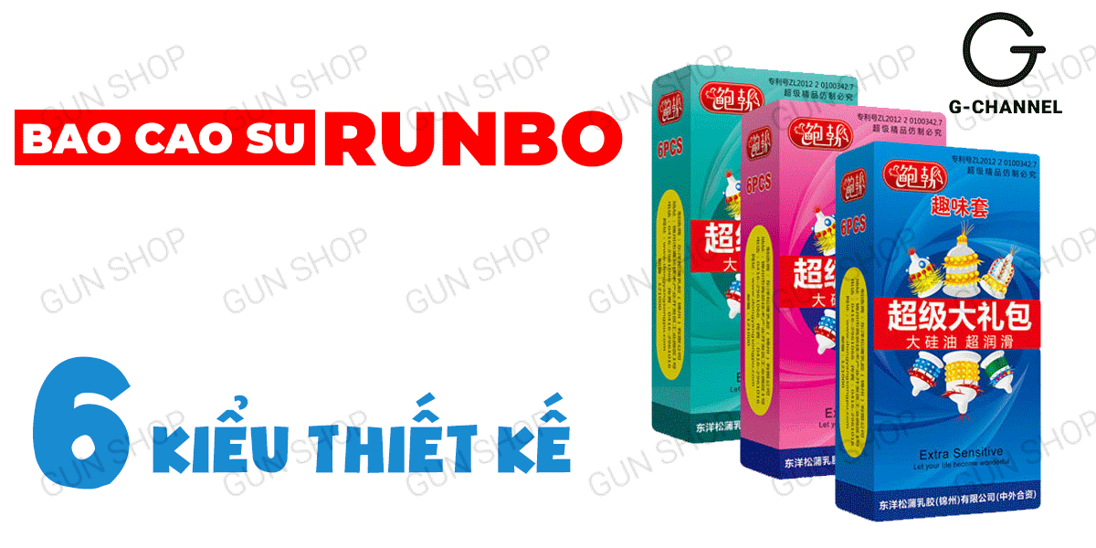 Bao cao su Runbo gân gai lớn 6 cái siêu mượt an toàn