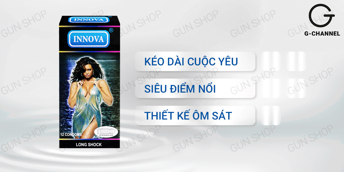 Bao cao su Innova Đen gân gai kéo dài thời gian 12 cái giá tốt