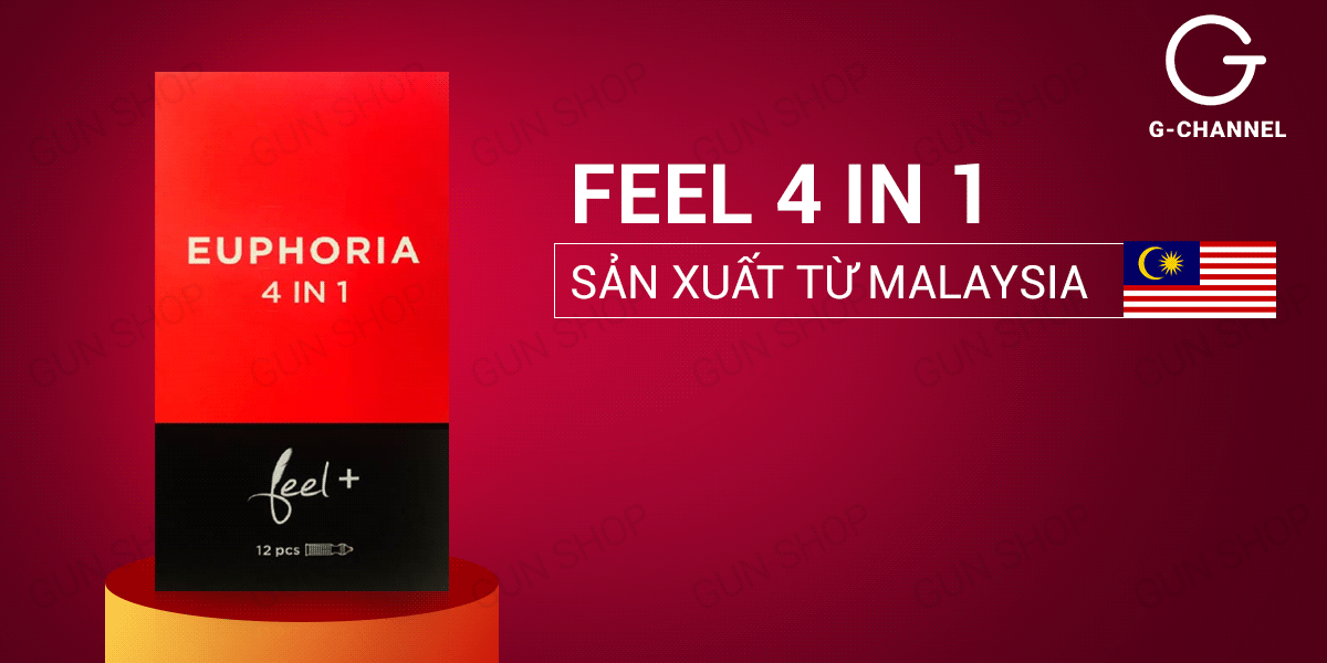 Bao cao su Feel Euphoria 4in1 kéo dài - Siêu mỏng - Hộp 12