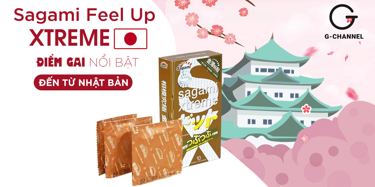 Shop bán Bao cao su Sagami Feel Up - Siêu điểm nổi - Hộp 10 cái  loại tốt