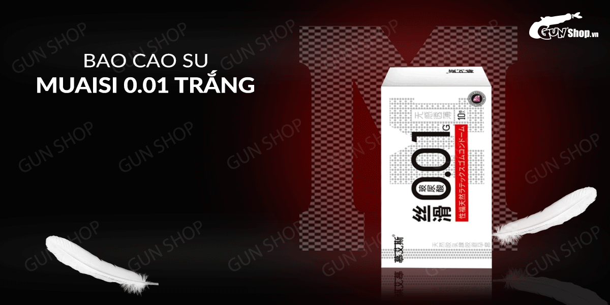 Muaisi 0.01 Trắng siêu mỏng, mượt mà, hộp 10 cái tiện lợi