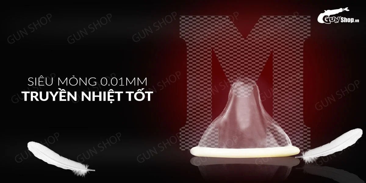 Muaisi 0.01 Trắng siêu mỏng, mượt mà, hộp 10 cái tiện lợi