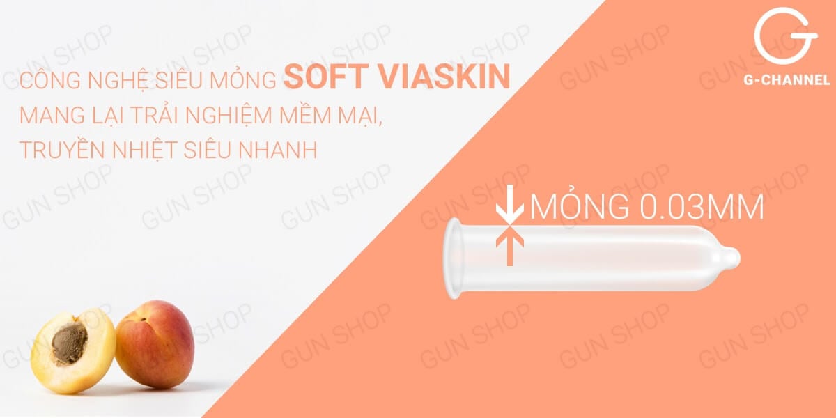 Bao cao su Nakanishi 0.03 siêu mỏng hương đào hộp 4 cái
