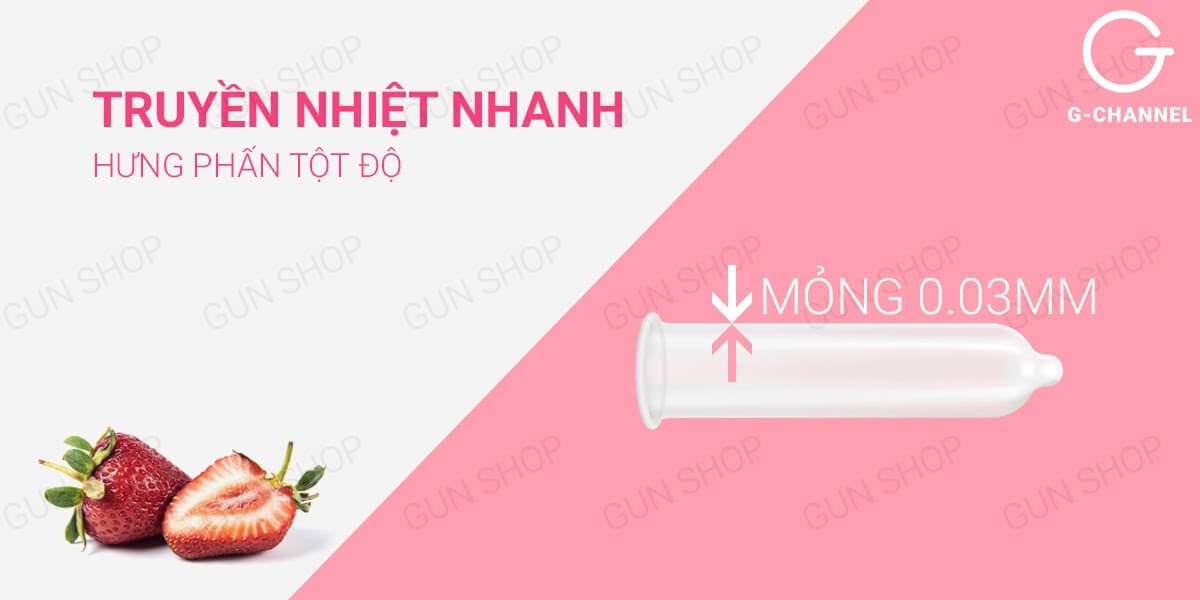 Bao cao su Nakanishi siêu mỏng 0.03mm hương dâu hộp 4 cái giá tốt