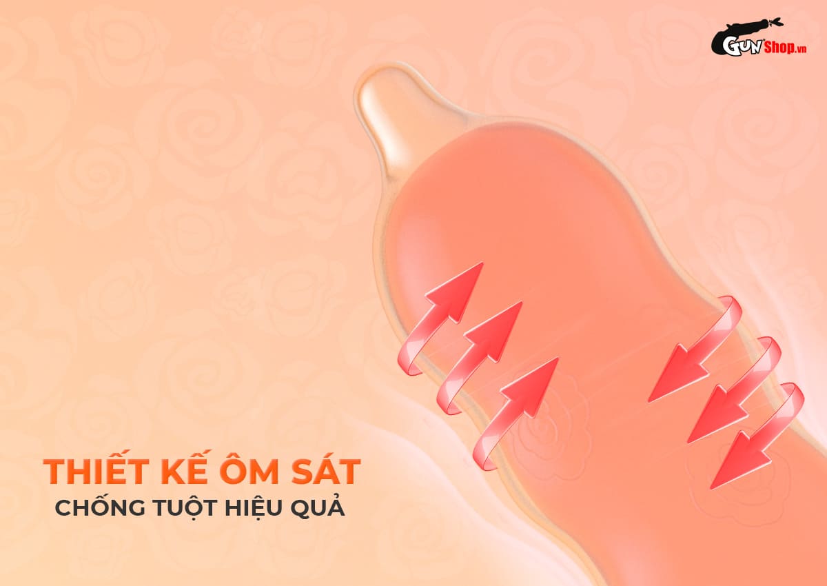 Bao cao su Okamoto Roman vân hoa hồng ôm khít tăng khoái cảm