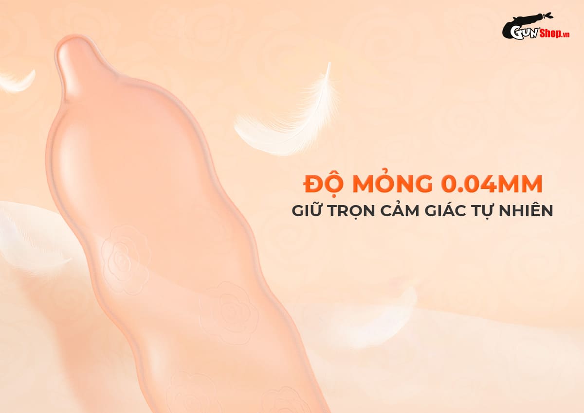 Bao cao su Okamoto Roman vân hoa hồng ôm khít tăng khoái cảm