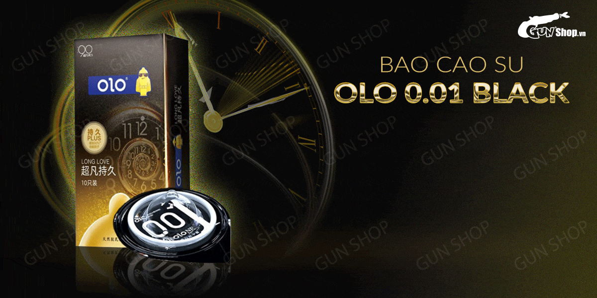 Bao cao su OLO 0.01 Black siêu mỏng kéo dài cảm xúc hộp 10
