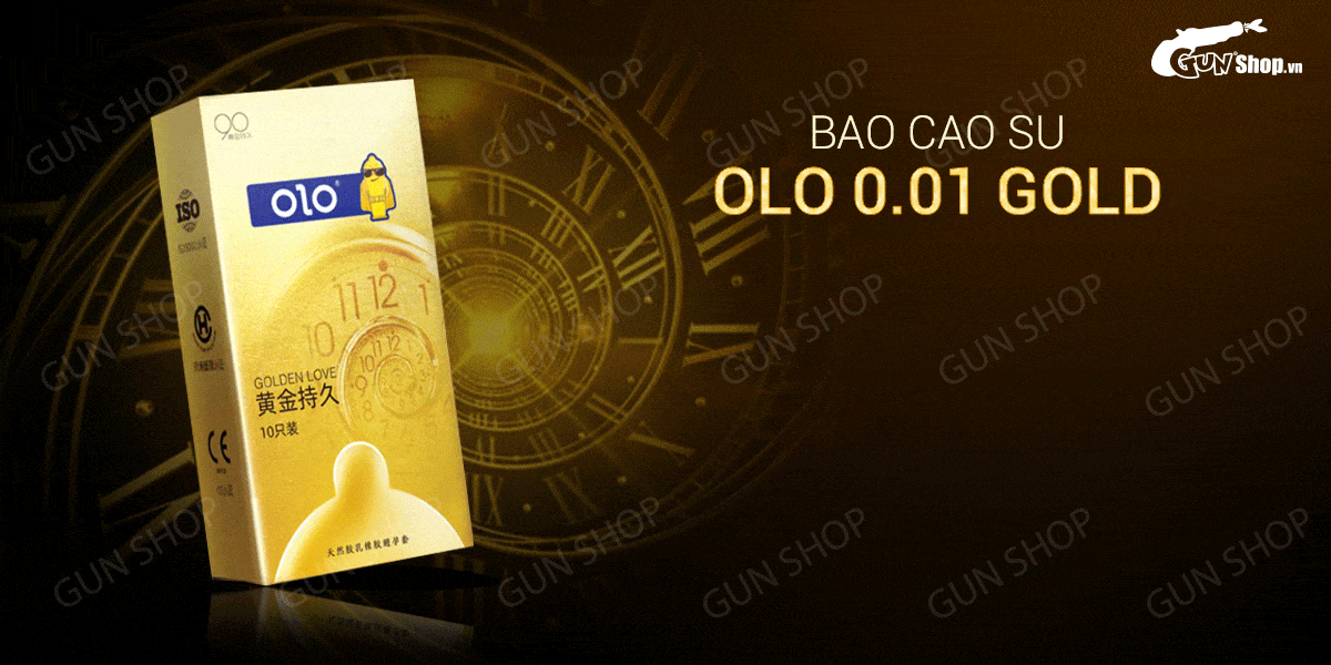 Bao cao su OLO 0.01 Gold siêu mỏng kéo dài thời gian an toàn 10 cái