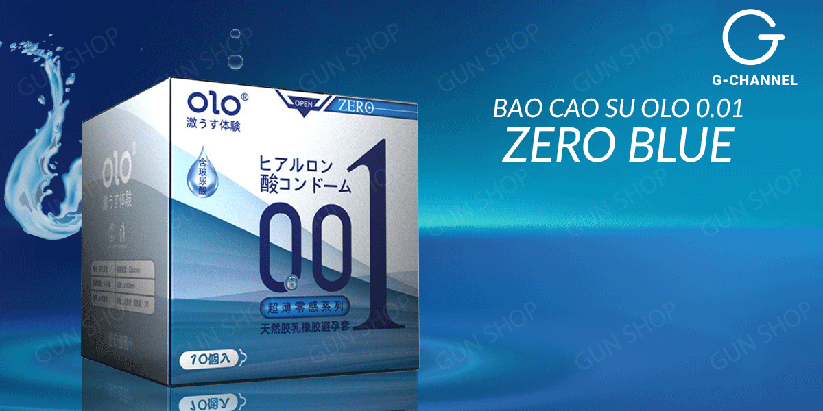 Bao cao su OLO 0.01 Zero Blue siêu mỏng gel mượt hộp 10 cái