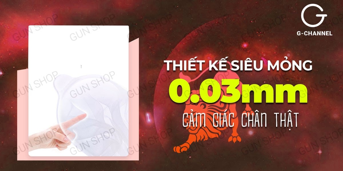 Bao cao su Ropockon Cung Sư Tử mỏng 0.03mm vị dâu 12 cái