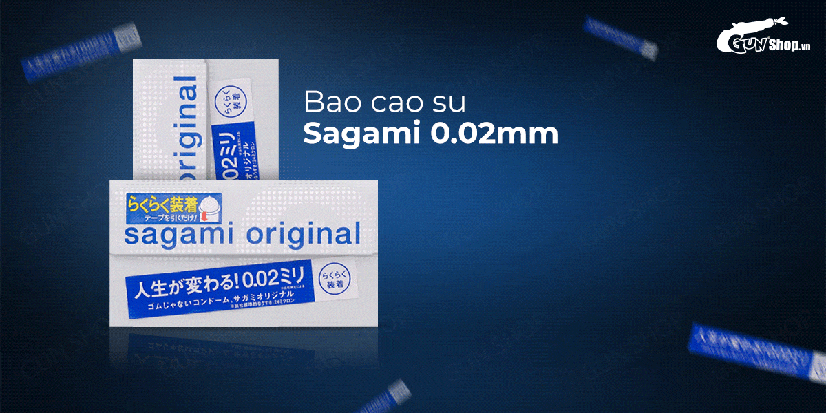 Bao cao su Sagami siêu mỏng 0.02mm, an toàn, hộp 6 cái