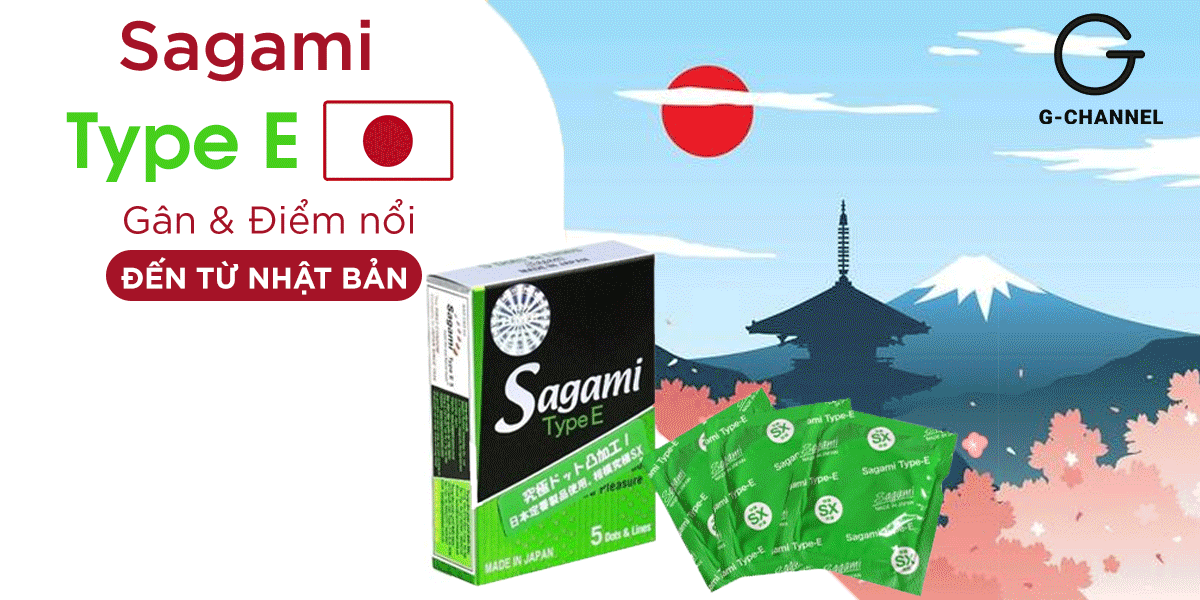 Bao cao su Sagami Type E gân điểm nổi hộp 5 chiếc an toàn