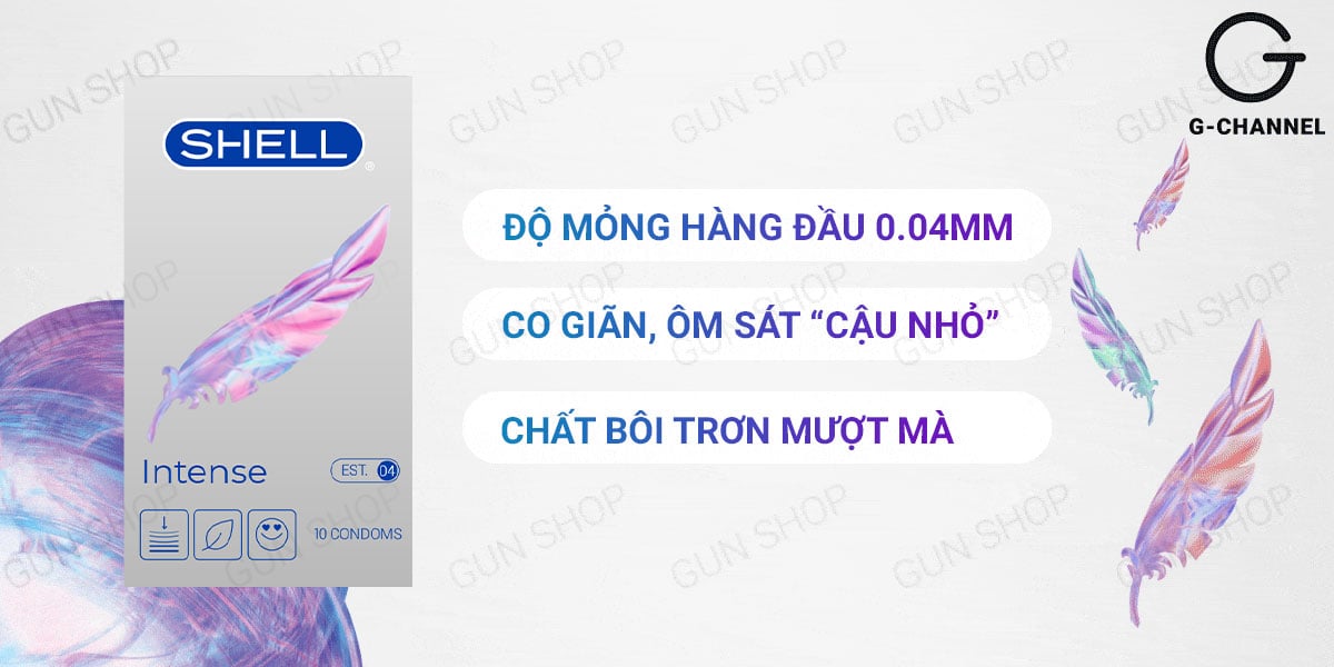 Bao cao su Shell Intense siêu mỏng 0.04mm - Hộp 10 cái giá tốt