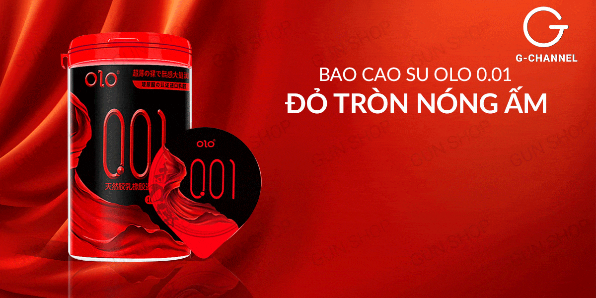 Bao cao su OLO 0.01 Đỏ siêu mỏng nóng ấm hộp 10 cái giá tốt