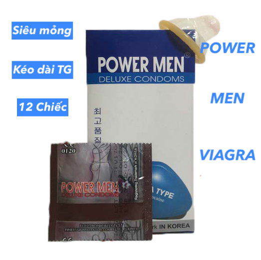 Bao cao su Powermen Viagra siêu mỏng kéo dài time, chống xuất tinh