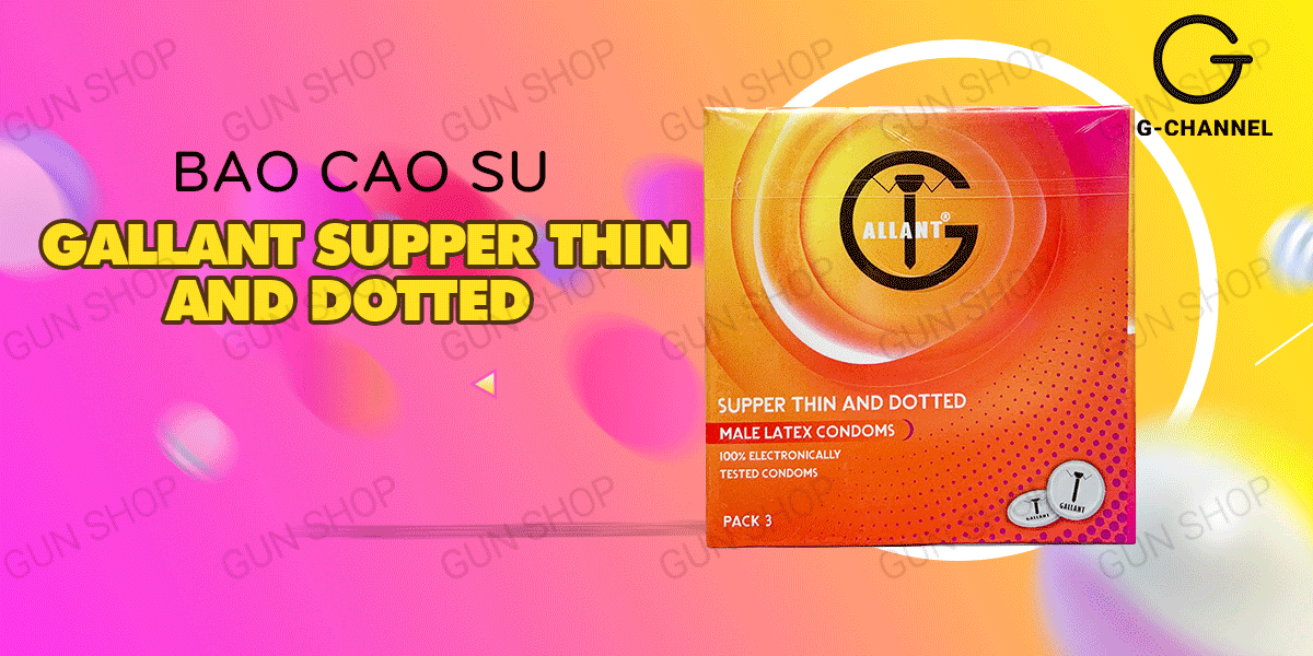 Bộ 2 hộp bao cao su Gallant siêu mỏng, chấm bi, an toàn