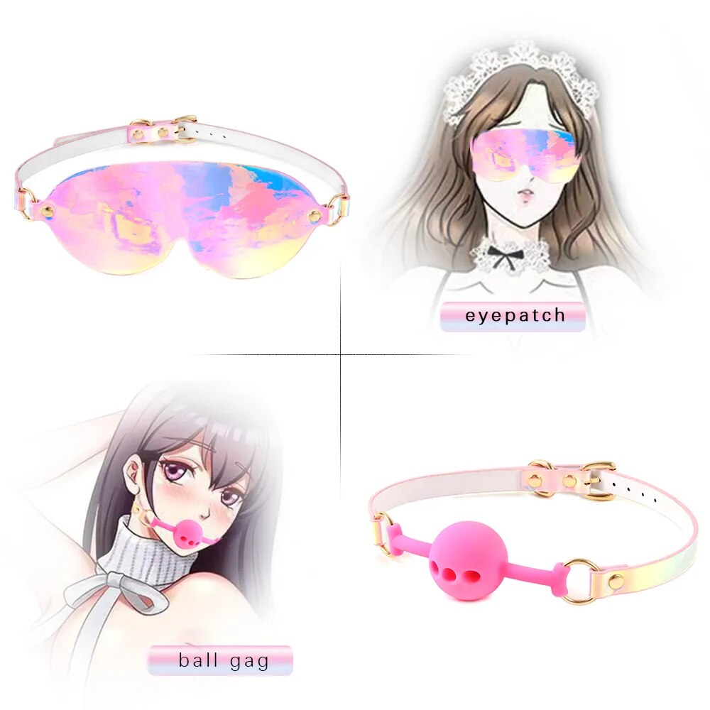 Bộ 5 món BDSM phát sáng gậy đánh móc tay khóa cổ khóa hàm chất lượng