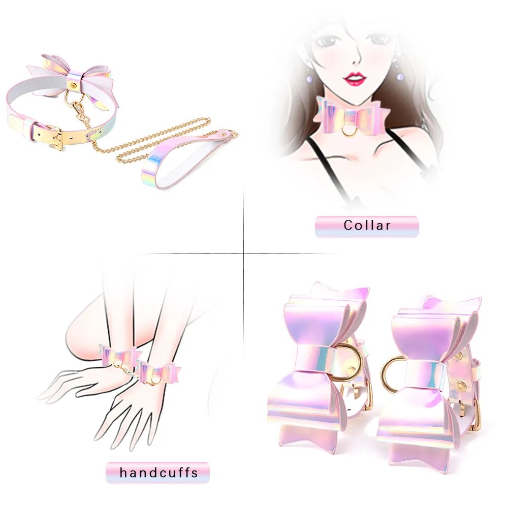 Bộ 5 món BDSM phát sáng gậy đánh móc tay khóa cổ khóa hàm chất lượng